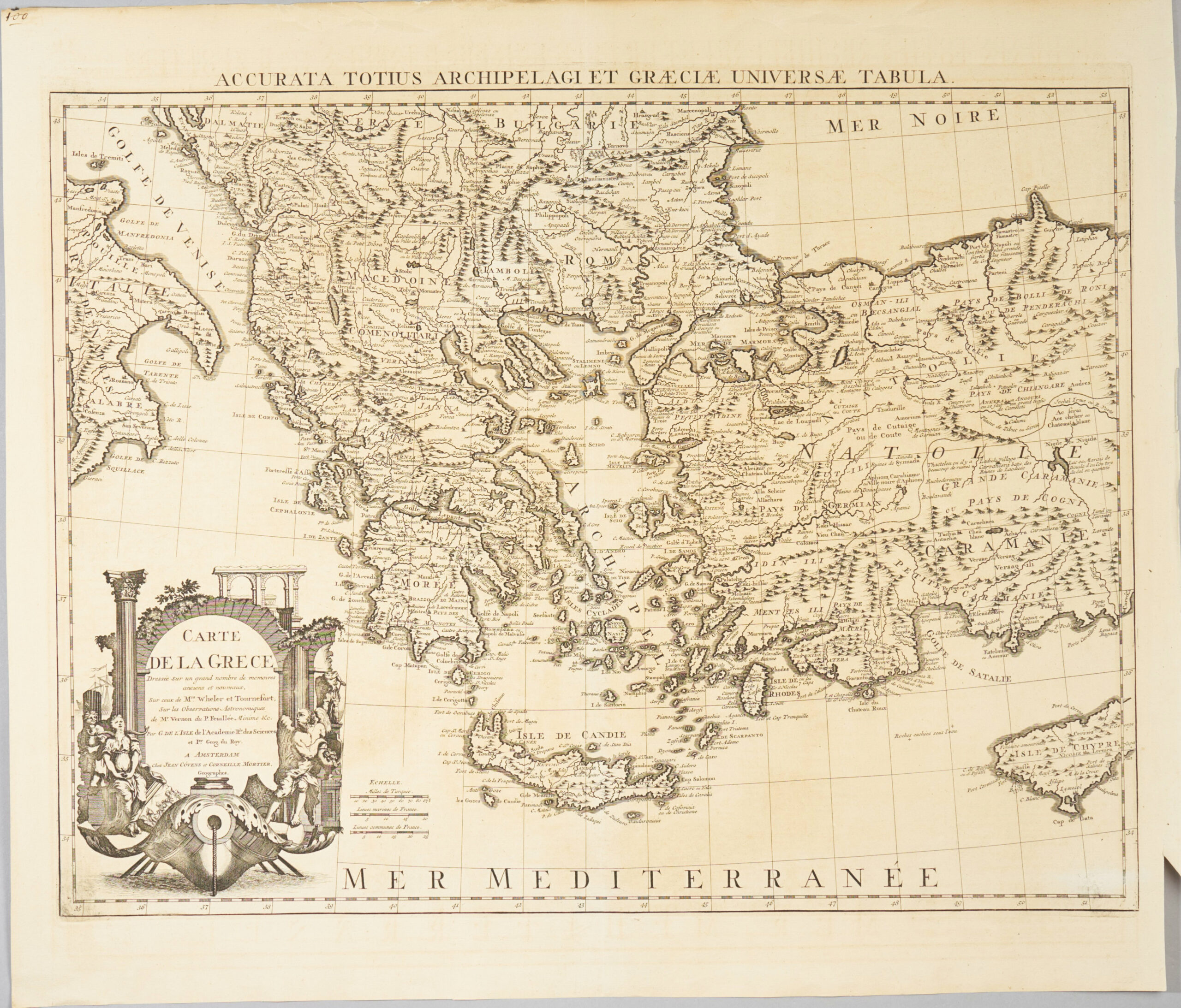 Accurata Totius Archipelagi et Graeciae universae Tabula / Carte de la Grece dressée sur un grand nombre de memoires …