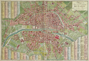 Plan routier de la ville et fauxbourgs de Paris divisé en douze mairies