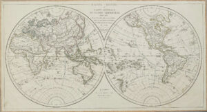 Mappe-monde ou carte générale du globe terrestre dressée d'après les relations les plus récentes, avec la division océanique …