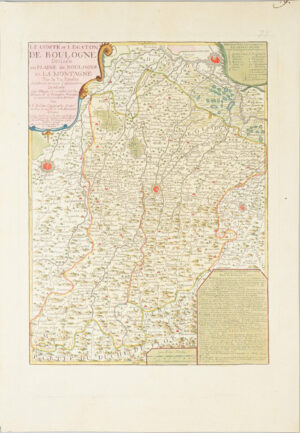 Le comté et legation de Boulogne divisée en plaine de Boulogne et la Montagne par la Via Emelia subdivisé en trois …