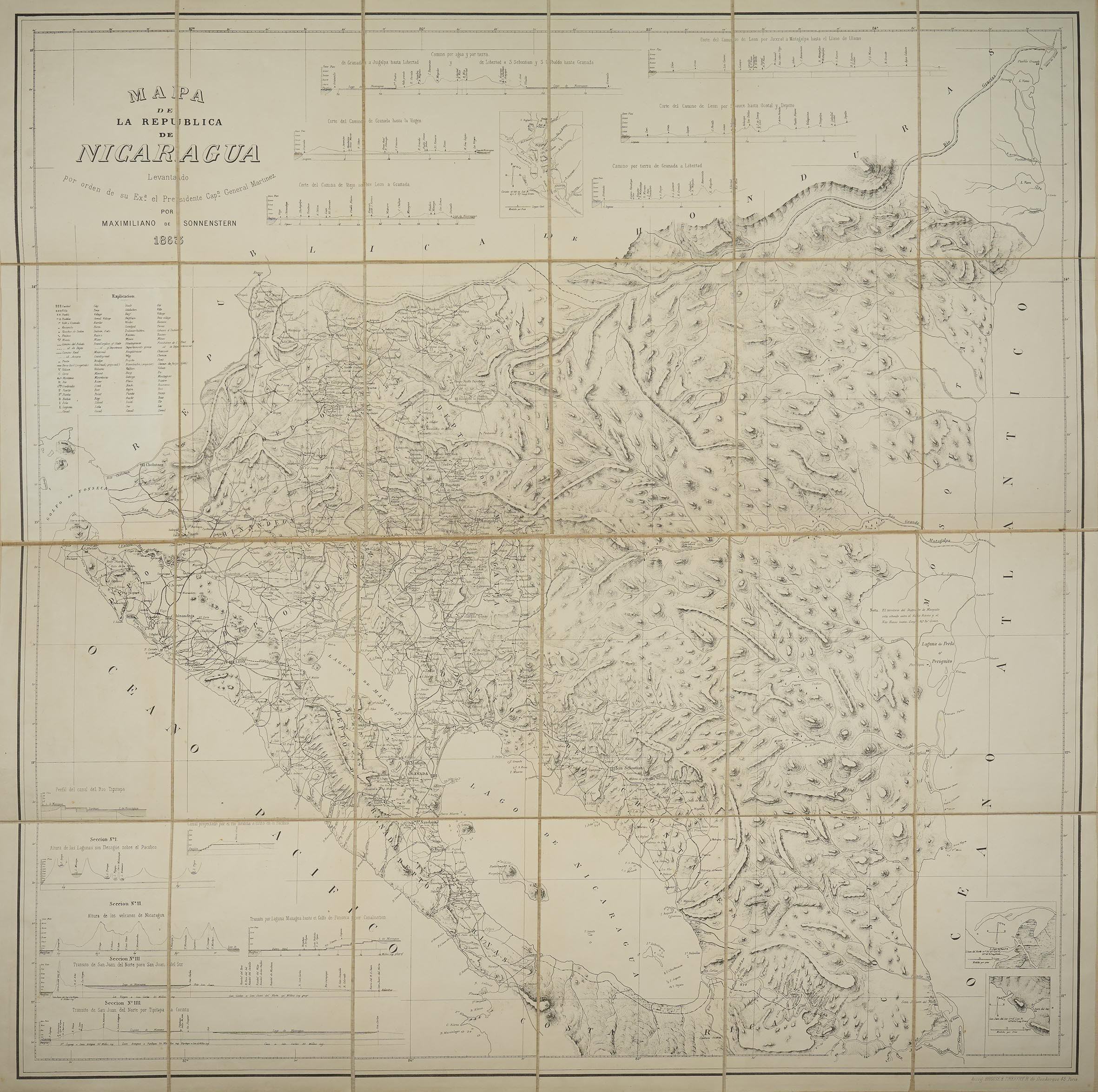 Mapa de la Republica de Nicaragua