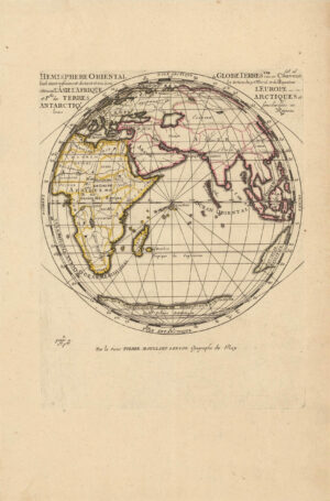 Hémisphère oriental du Globe Terrestre veu en convexe… des terres arctiques et antarctiques…