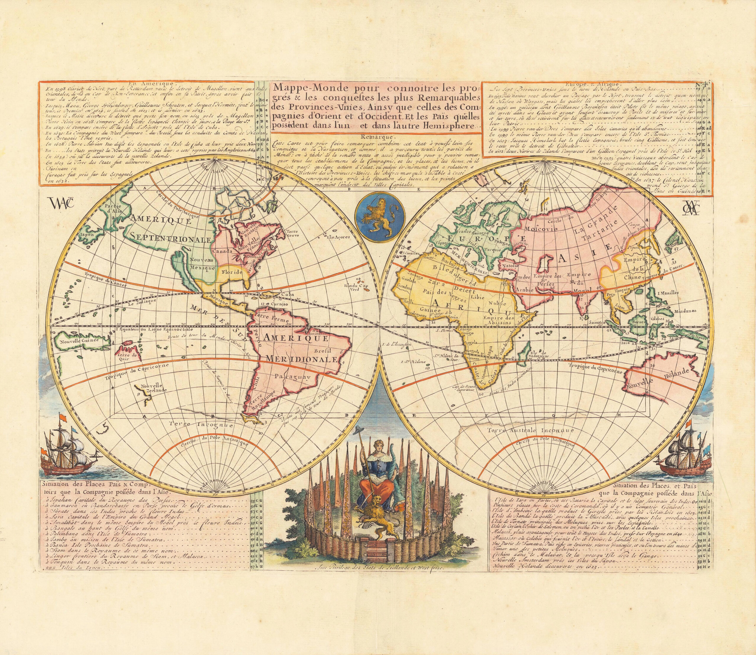 Mappe-Monde pour connoitre les progrés & les conquestes les plus remarquables . . .