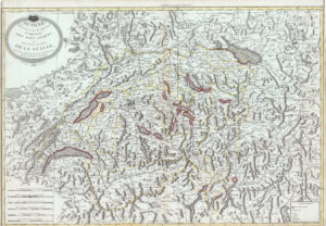 Carte de la Suisse divisée en ses 13 cantons, comprenant les pays sujets et les pays alliés de la Suisse