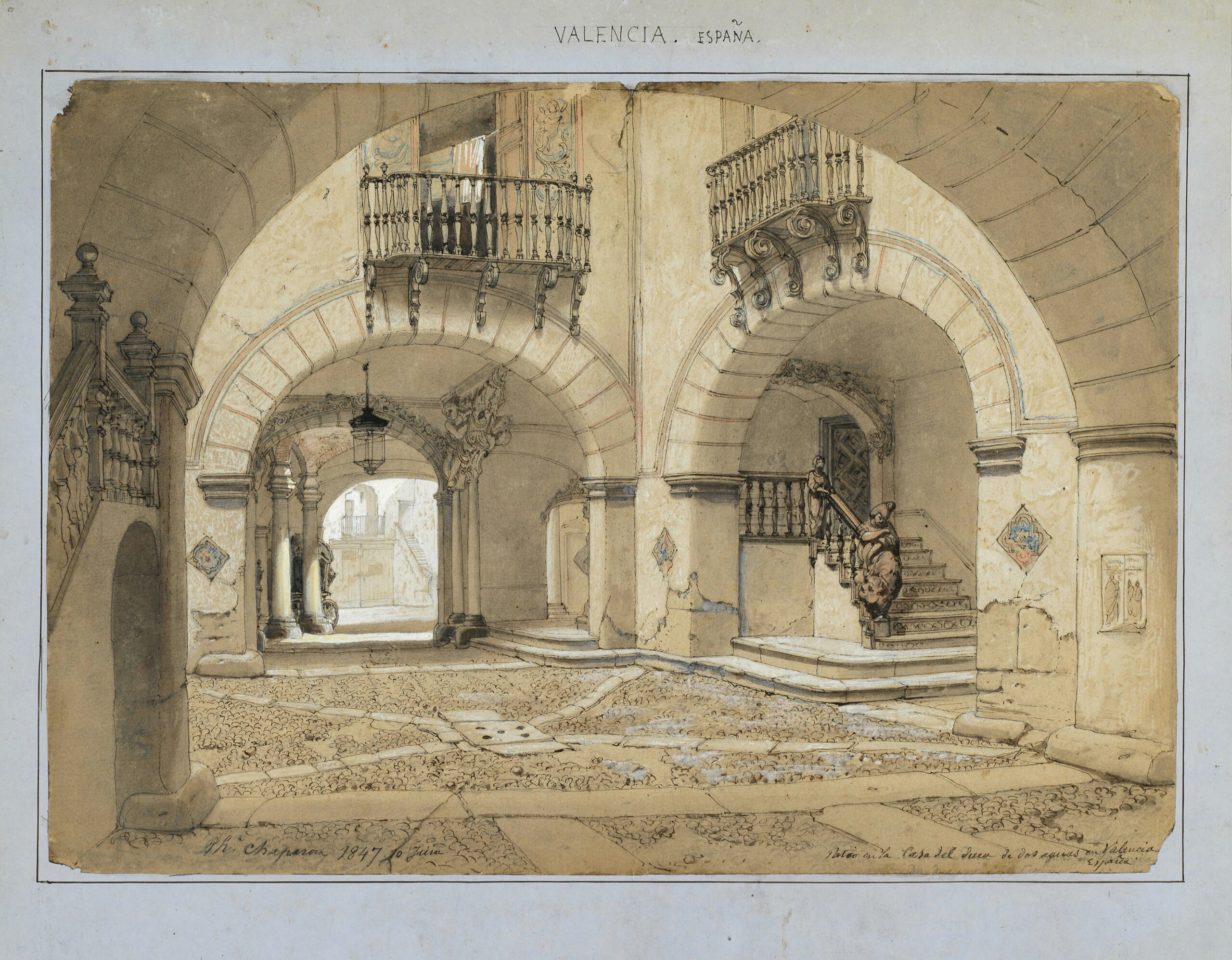 « Valencia Espana, Patio de la casa del Duco de Dos Aguas en Valencia ».