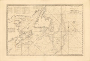 Carte réduite des bancs et de l'Île de Terre-Neuve avec les côtes du golfe de St. Laurent et de l'Acadie