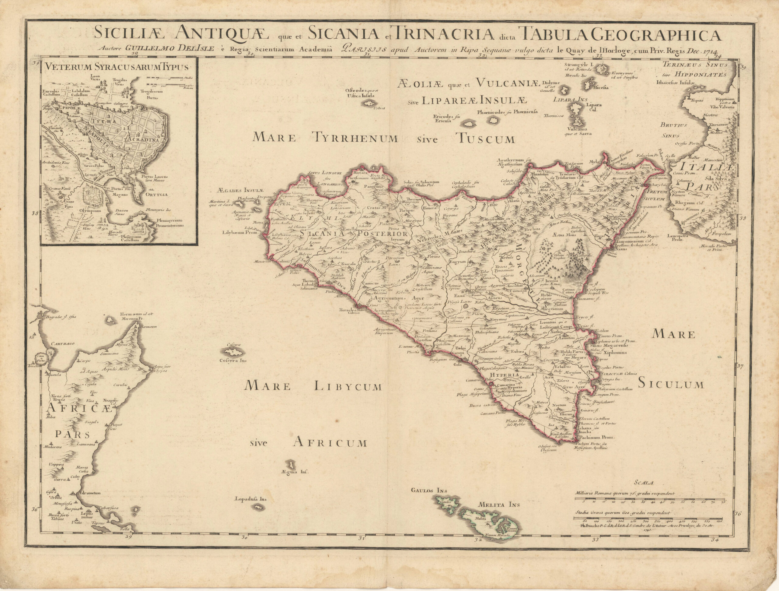 Siciliae Antiquae quad et Sicania et Trinacria dicta Tabula Geographica