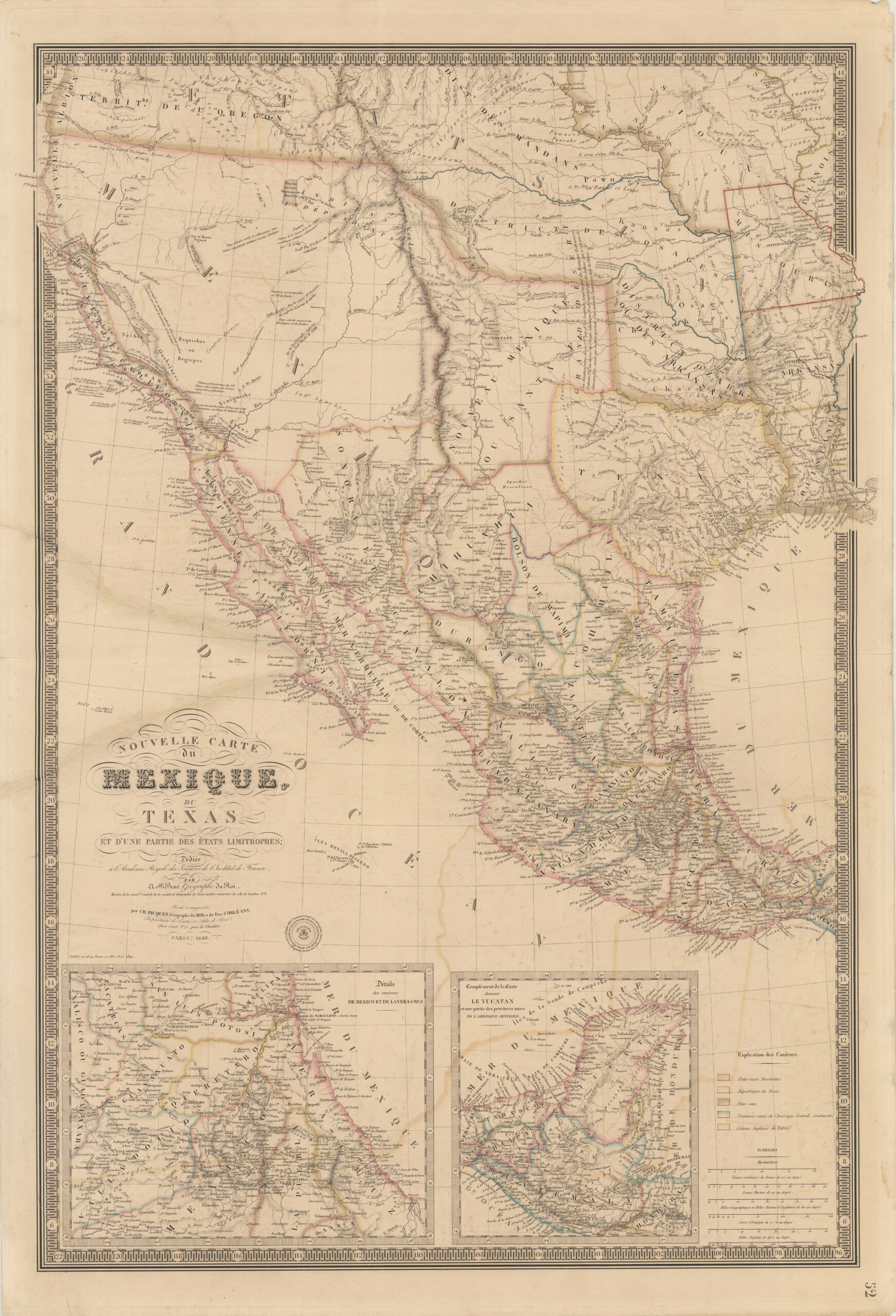 Nouvelle carte du Mexique, du Texas et d'une partie des Etats Limitrophes