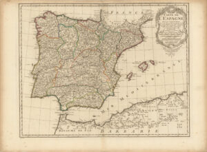 Carte de l'Espagne dressée par Guillaume Delisle sur la description de Rodrigo Mendez Sylva ...