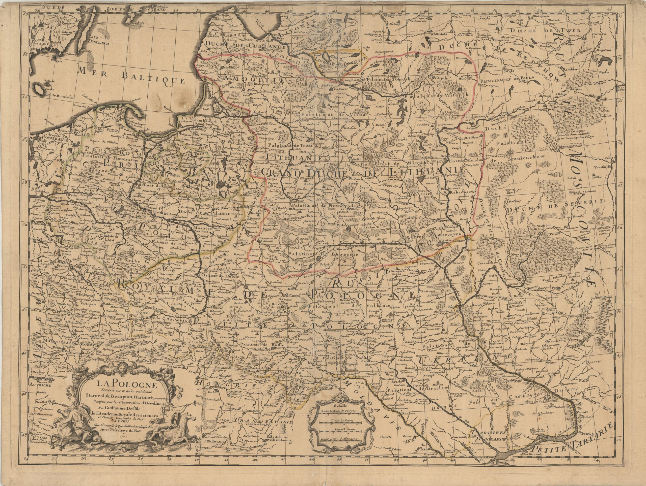 La Pologne dressée et rectifiée par les Observations d’Hevelius etc.