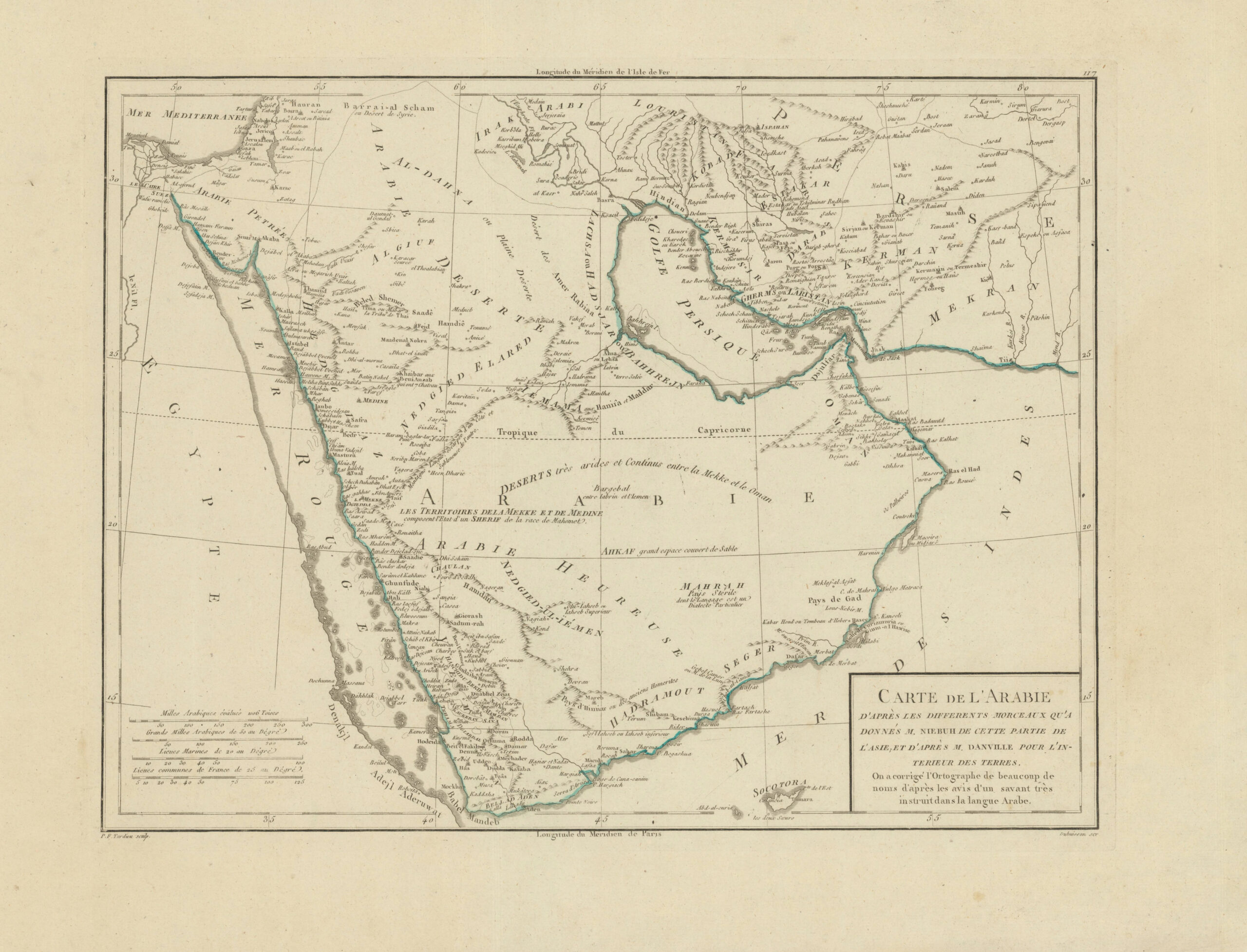 Carte de l'Arabie d'après les différents morceaux qu'a donnés M. Niebuh de cette partie de l'Asie...