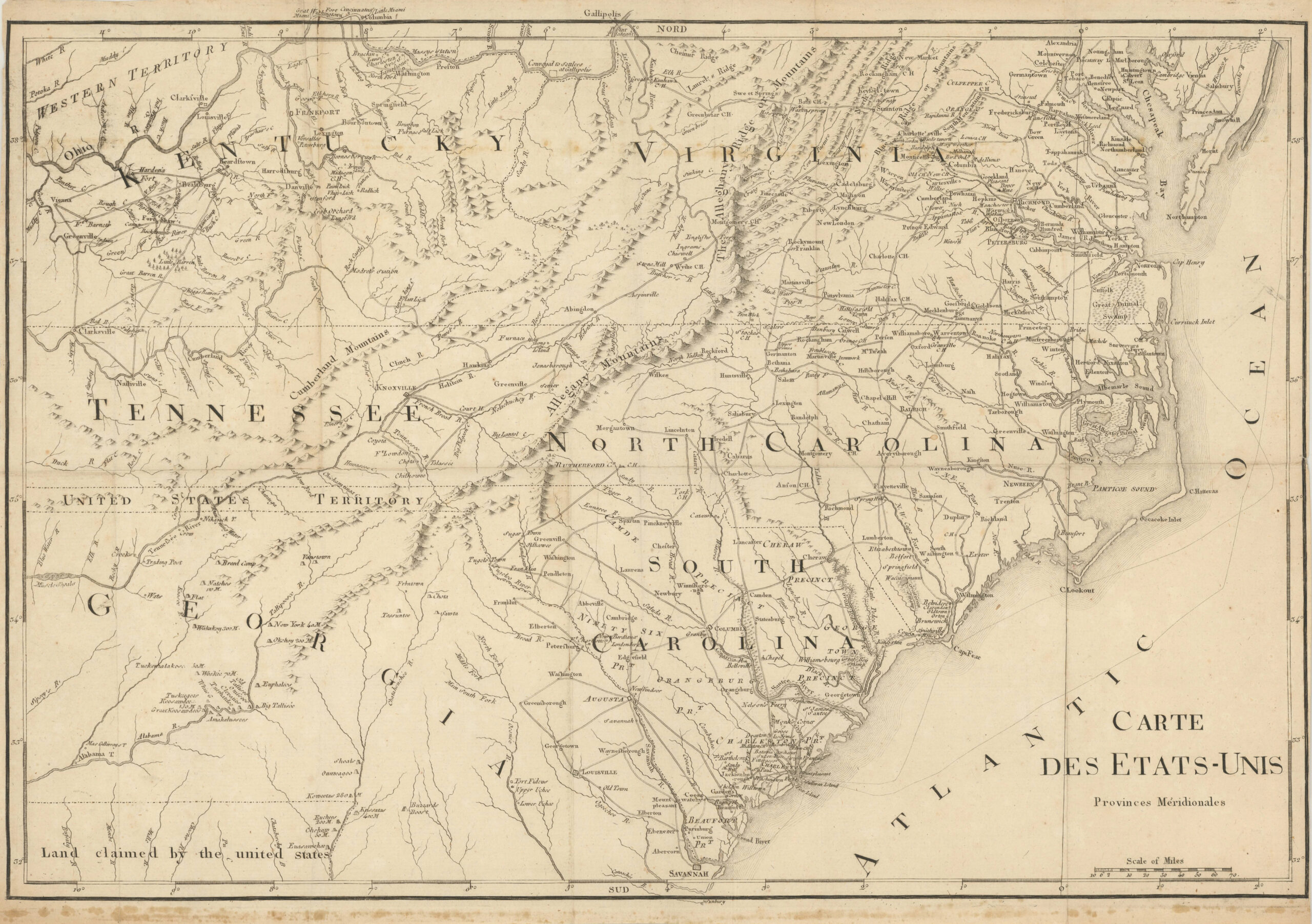 Carte des Etats-Unis, provinces méridionales